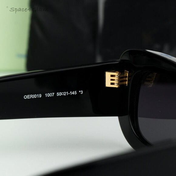 BRAND NEW Off-White CARRARA 007 Black Dark Grey Unisex Rectangular Sunglasses - Picture 6 of 11